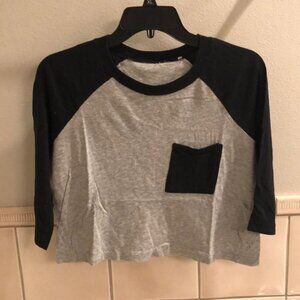 John Galt Brandy Melville cropped boxy relaxed fit baseball ringer t-shirt